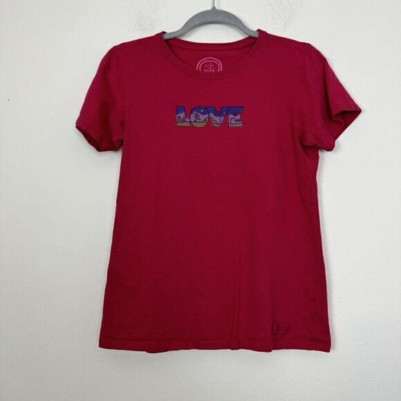 Life Is Good Woman’s Short Sleeve Classic Fit Shirt Pink Size Small Novelty - Picture 1 of 6